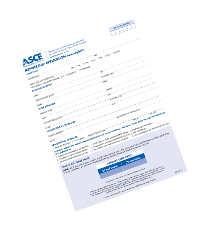 ASCE membership application form