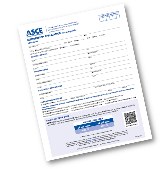 ASCE membership application form