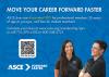 Postcard for younger engineers and students emphasizing lower and free ASCE dues, with QR code